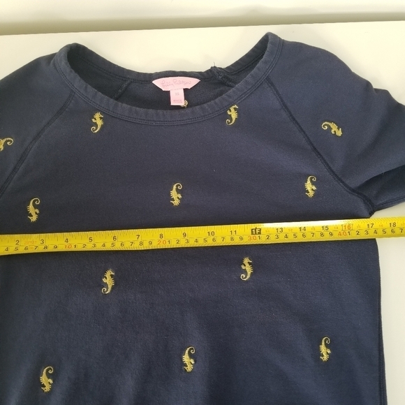 Lilly Pulitizer Navy Sweatshirt with Gold Embroidered Seahorse Size XS - Picture 5 of 12